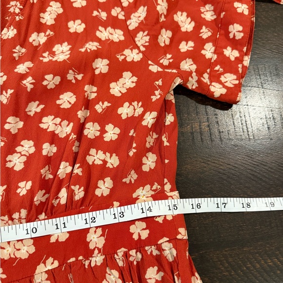 Madewell Happy Hibiscus Button Front Mini Dress Red Floral Size 10 - Picture 9 of 16